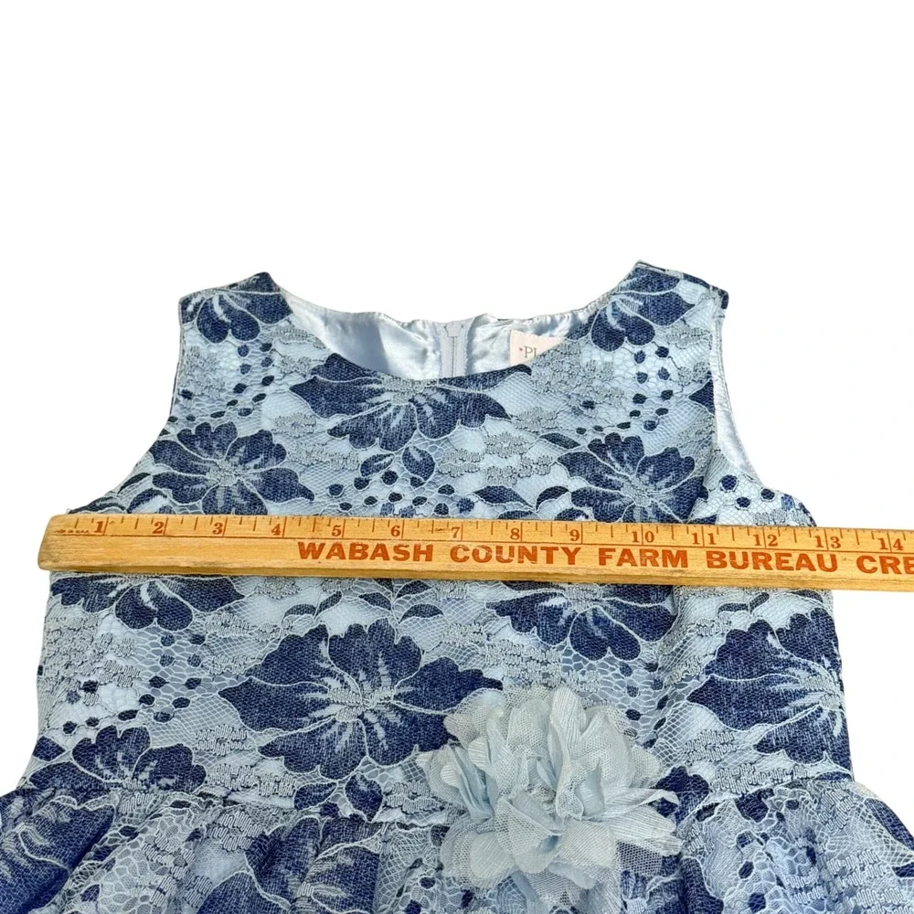 The Childrens Place‎ Girls Blue Floral Lace High Low Party Dress Size 8 Flower